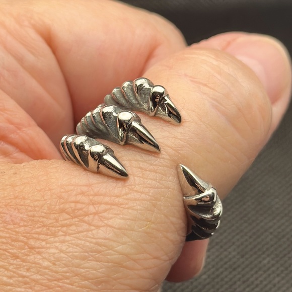 Dragon Claw Silver Stainless Steel Ring - Picture 2 of 4